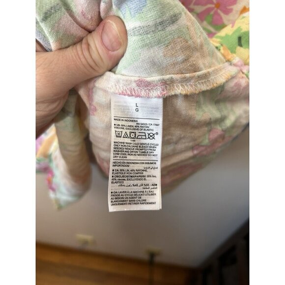 Old Navy Dress Womens Floral Linen Sundress Beach Tropical Size Large NWT - Picture 4 of 13